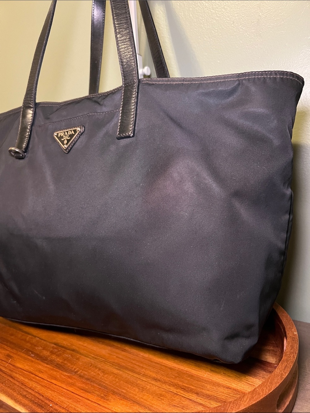 Prada Black Nylon Tote with Leather Handles - Picture 2 of 10